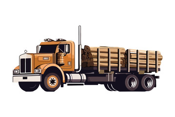 Naklejka premium Heavy carrying trunks wooden on truck