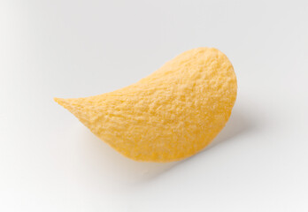 One Potato Chip Isolated on White Background