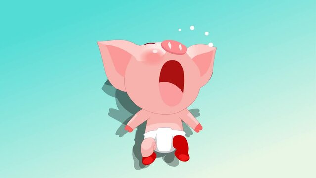 adorable piglet, cute baby pig playing, animation