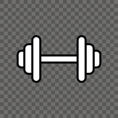 Barbell icon on transparent background for gym. Vector