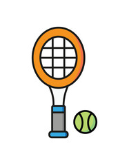 Items for tennis - racket, ball. Tennis. Vector illustration