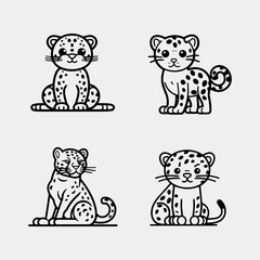 set of cartoon cute little leopard, design funny illustration