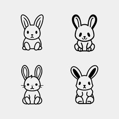 set of cute rabbit vector illustration set character design