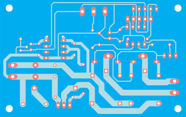 Electric background. Vector printed circuit 
board of an electronic 
device with
conductors and contact pads placed on it. 
Engineering drawing of a pcb.