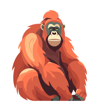 orangutan primate mascot sitting