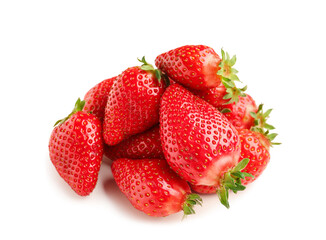 Heap of fresh strawberries on white background