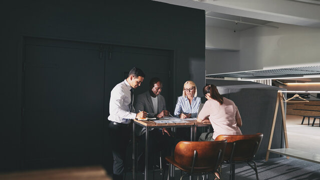 Diverse businesspeople in a modern office