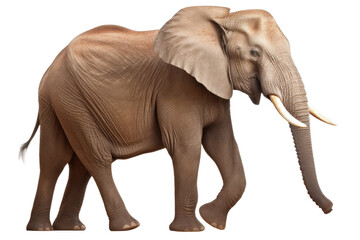Obraz premium Large adult Elephant isolated on white background, Animal wildlife habitat in the nature forest, beautiful of life, massive body part, largest mammal, with Generative AI.