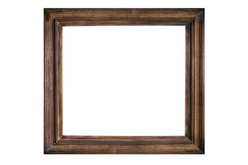 Wooden simple old photo frame dark brown background minimalist grooves lines