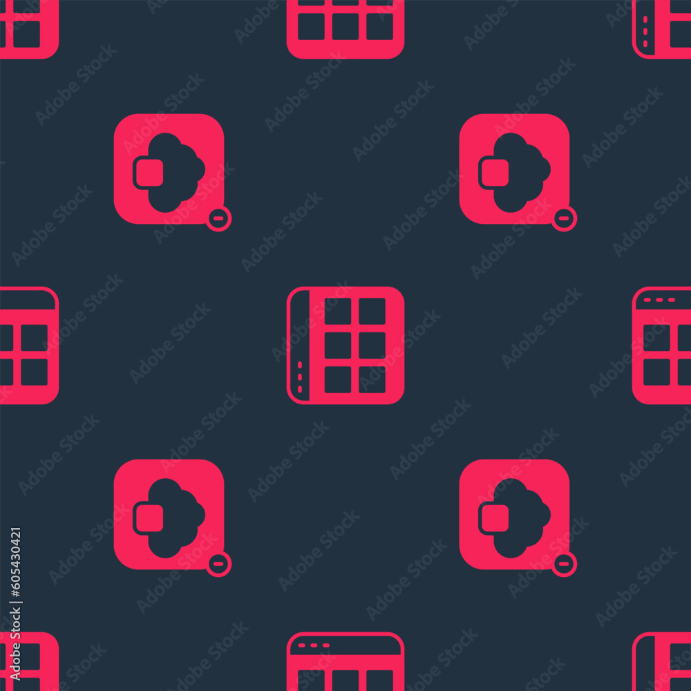 Poster set cloud technology data transfer and browser files on seamless pattern. vector