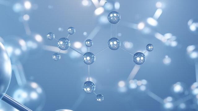 lactic acid molecular structure 3d, flat model, l-lactic acid, structural chemical formula view from a microscope