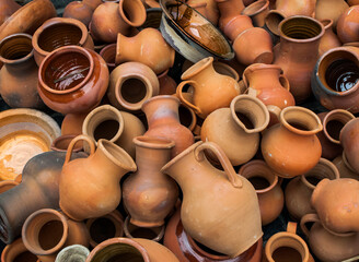 Fototapeta na wymiar Close-up of handcrafted pottery