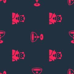 Set Vampire and Medieval goblet on seamless pattern. Vector