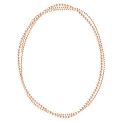 Beautiful pearl necklace. Jewel. Bead decoration. Vector illustration. White background. Round frame made of pearls.