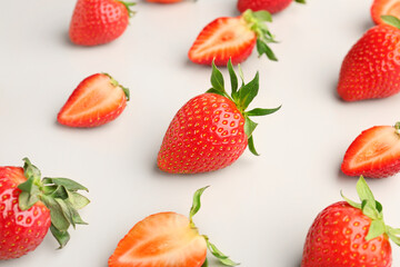 Fresh strawberries on white background