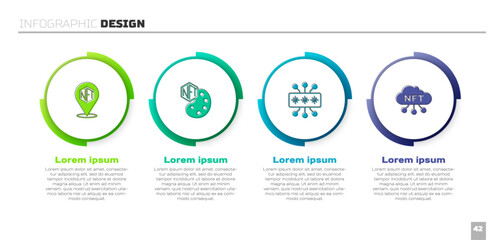 Set NFT Digital crypto art, Cyber security and cloud. Business infographic template. Vector