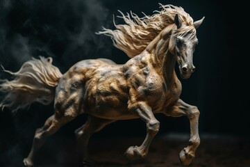 Obraz na płótnie Canvas Palomino mythical creature in motion. Generative AI