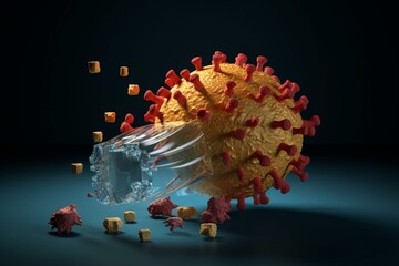 Illustration depicting coronavirus impacting savings negatively. 3D render. Generative AI