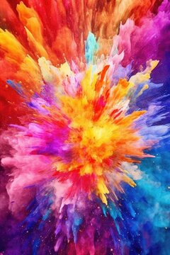 An explosion of colorful Holi paint powder created this image. (Generative AI)