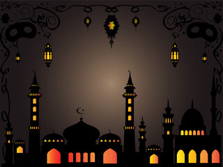 Eid Mubarak design with creative design ornament Golden luxury ornamental background with Islamic pattern and decorative ornament