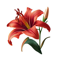 red lily clip art no shadow Ai generated image