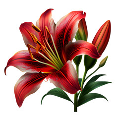 red lily clip art no shadow Ai generated image