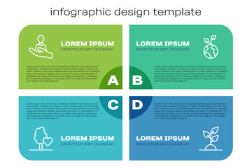 Set line Volunteer team planting trees, Caring for people, and . Business infographic template. Vector