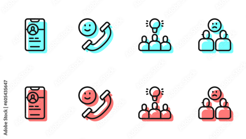 Poster set line project team base, dating app online, incoming call mobile and complicated relationship ico