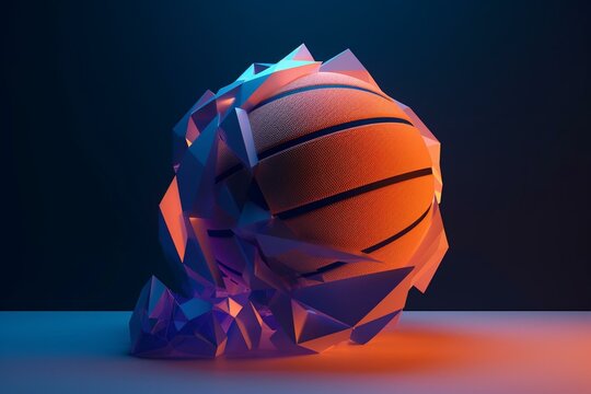 Digital cubist basketball illustration. Generative AI