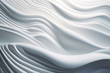 Minimalist white wallpaper with abstract wave patterns. Generative AI