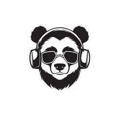 panda face with headphones