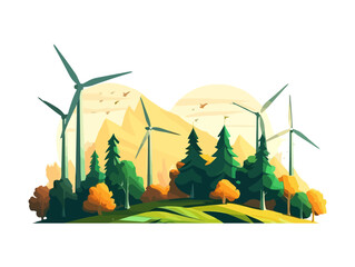 Wind turbines electricity for sustainable resources © djvstock