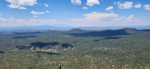 Naklejka premium A scenic view from the summit of Shaggy Peak in Santa Fe National Forest, New Mexico. 