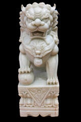 Chinese Lion Stone in front of a temple in Patong Pa Tong Phuket Thailand the Lion is guarding the cheese temple 