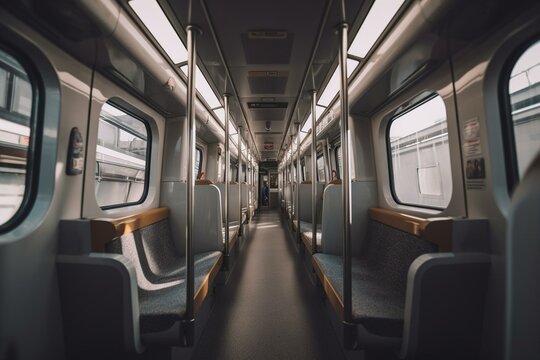 Inside a contemporary train. Generative AI