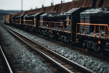 Fototapeta na wymiar Freight trains carrying coal. Generative AI