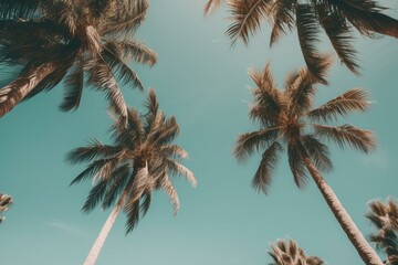 Fototapeta na wymiar Palm trees by the sea. Generative AI