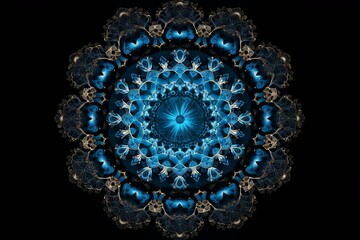 A mandala with blue hearts forming a circle. Generative AI