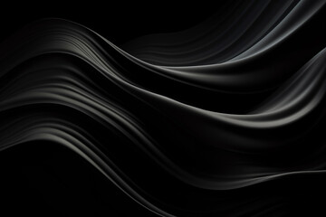 Black matte texture waves background with copy space. Generative AI
