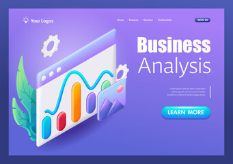 Trending 3D Isometric, cartoon. Sales, increase money growth icon, progress marketing. Concept of business analysis. Trending Landing Page