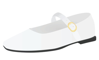 White flat heel shoe. vector illustration