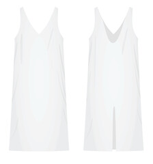 White wide dress. vector illustration