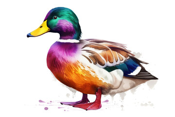 illustration of a colorful duck, generative ai 