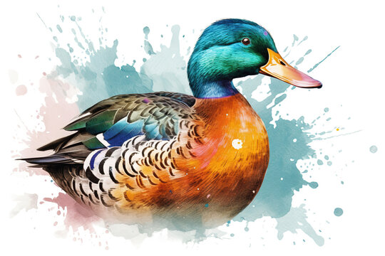 illustration of a colorful duck, generative ai 