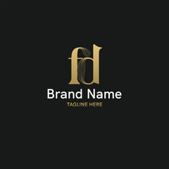 Unique and modern initial based logo with letter fd