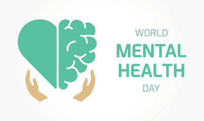 World Mental Health Day. Medicine area, psychology, psychiatry. Well being, emotions, feelings, mind. Heart, brain care