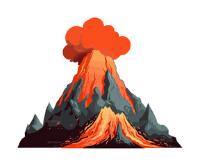 volcano eruption with lava vector illustration © djvstock