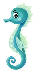 Cute turquoise seahorse