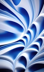 Bright blue color tone wavy curvy lines abstract background with 3d effect.