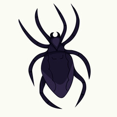 Vector illustration of hand-drawn dark purple spider